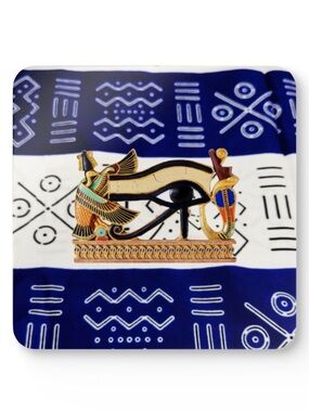 Egyptian Eye of Horus Decorative Coaster - Blue and Gold/Egyptian Heru Symbol